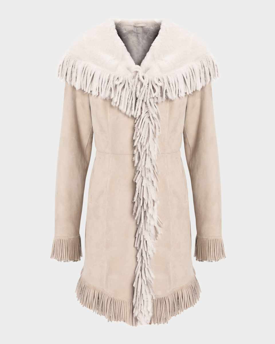 Merino Shearling Lamb Parka With Fringes